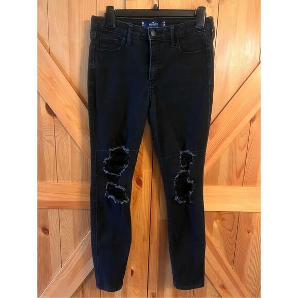 Hollister Denim - Hollister Jeans Womens 9R Black Denim High Rise Super Skinny 29x28 Stretch (1320